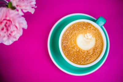 High angle view of coffee on table