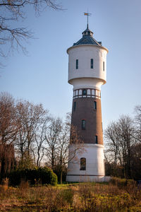 Low angle view of lighthouse against sky