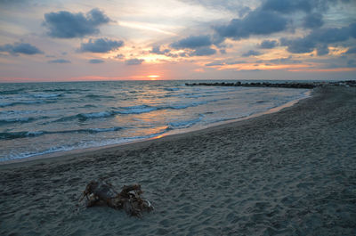 Scenic view of sea at sunset