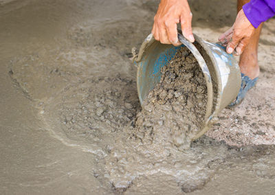 Low section of pouring cement