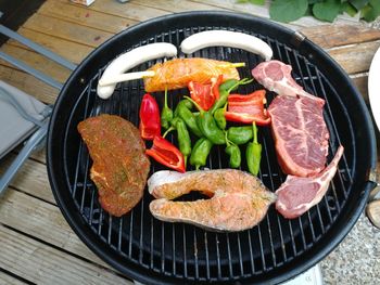 High angle view of food on table