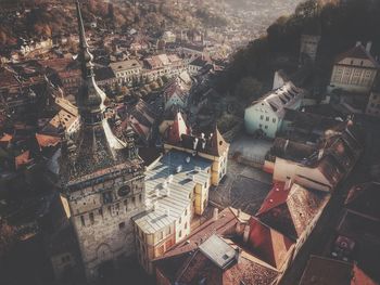 High angle view of buildings in city