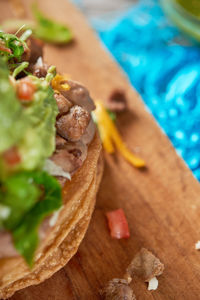 Close-up of food on cutting board