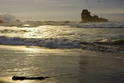 Scenic view of sea against sky during sunset