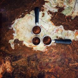 High angle view of coffee on table