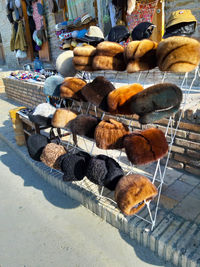 High angle view of food for sale at market stall