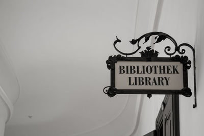 Low angle view of information sign