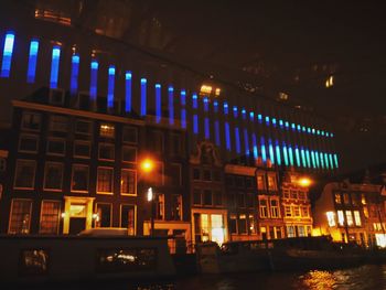 Illuminated building at night