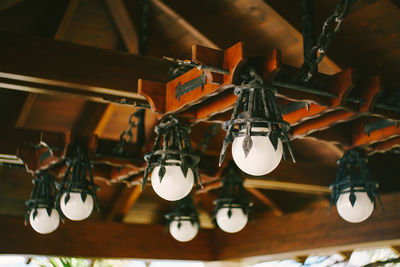 Close-up of illuminated lighting equipment