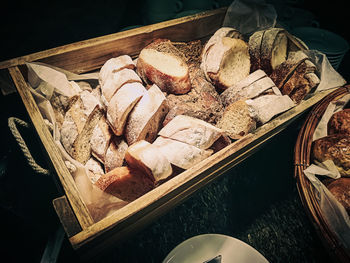 High angle view of fish on table