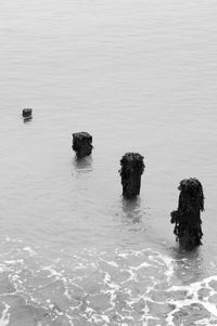 High angle view of rocks on sea