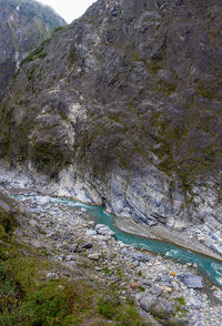 Scenic view of water flowing through rocks