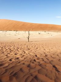 Scenic view of desert against clear sky