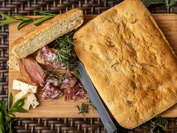 Directly above shot of food on cutting board