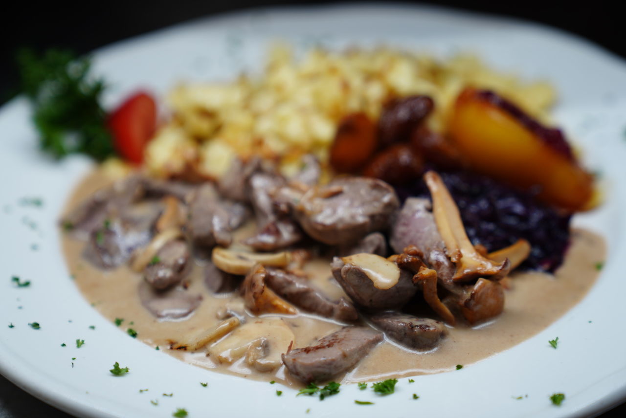 CLOSE-UP OF MEAL SERVED ON TABLE