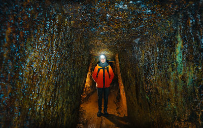 Man in mine tunnel