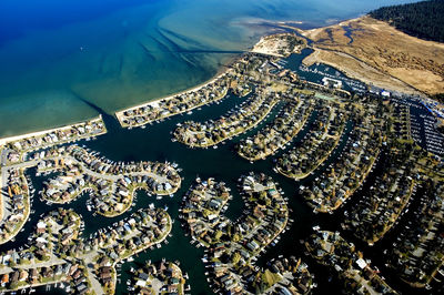 High angle view of sea against sky