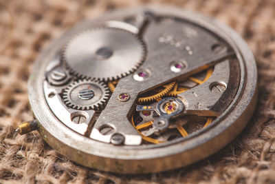 Clockwork old mechanical watch. close up, macro shot