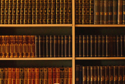 Full frame shot of books in shelf