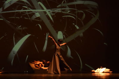 Illuminated lights at night