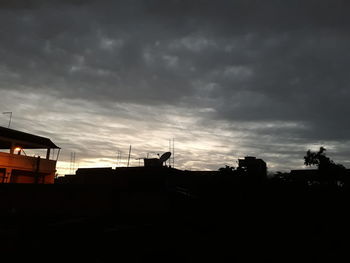 Silhouette buildings against sky during sunset