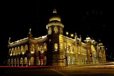 City lit up at night