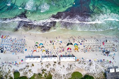 High angle view of people at beach