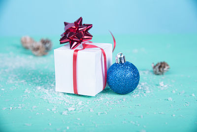 Close-up of christmas decoration in box