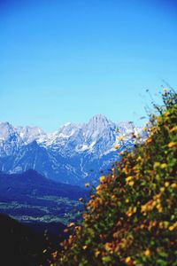 Scenic view of mountains against clear sky