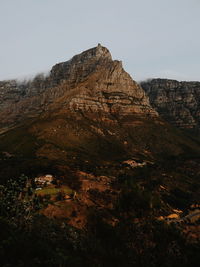 Rock formations on landscape against clear sky