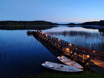 Scenic view of lake against clear sky