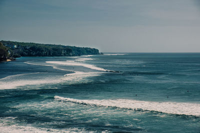 Scenic view of sea against clear sky