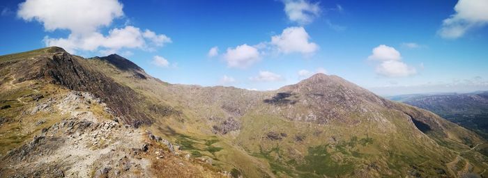 Panoramic view of mountains against sky