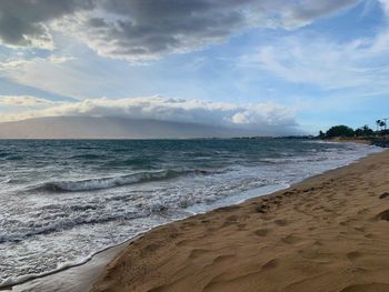 Scenic view of beach against sky