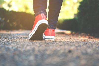 Low section of woman walking