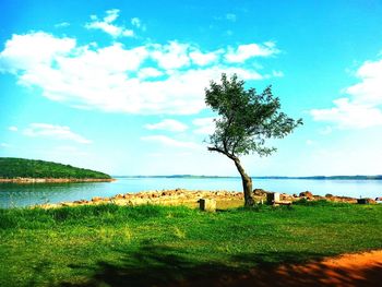 Scenic view of landscape against cloudy sky