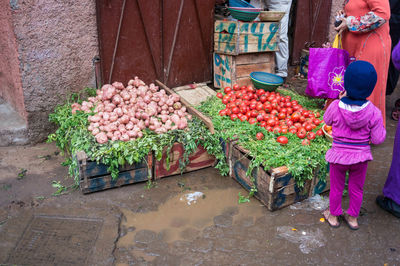 View of fruits for sale at market stall