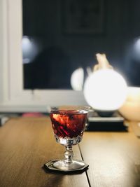 Close-up of wine glass on table