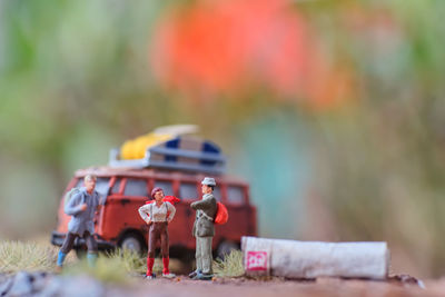 Close-up of toy car on table