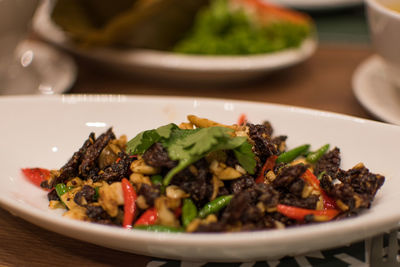 Close-up of meal served in plate