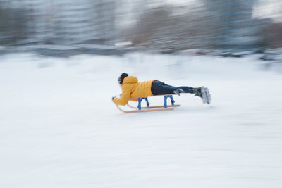 Person skiing on snow covered land