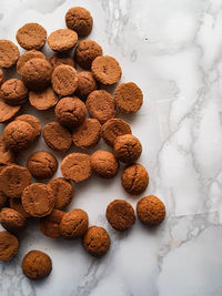 High angle view of cookies on table