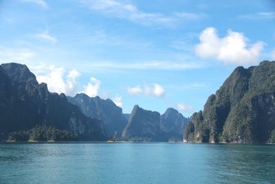 Panoramic view of mountains against sky