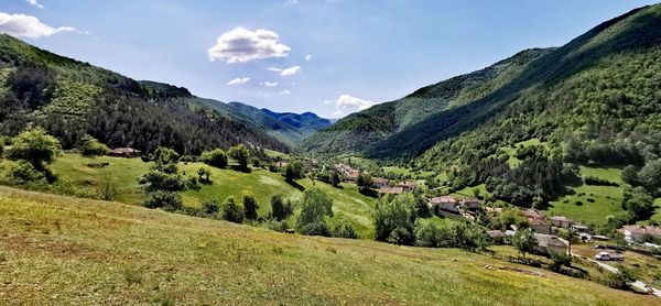 Scenic view of mountains against sky