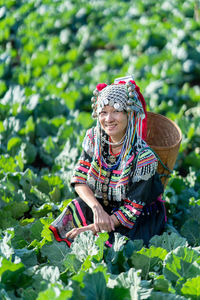 Woman holding plant