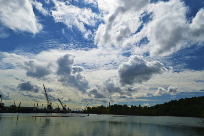 Scenic view of sea against cloudy sky