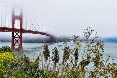 View of bridge over sea against sky