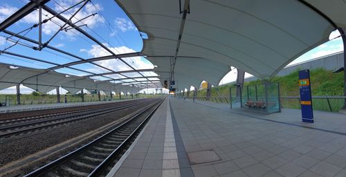 Empty railroad station platform