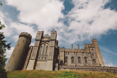 Low angle view of arundel castle against sky