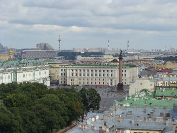 High angle view of buildings in city